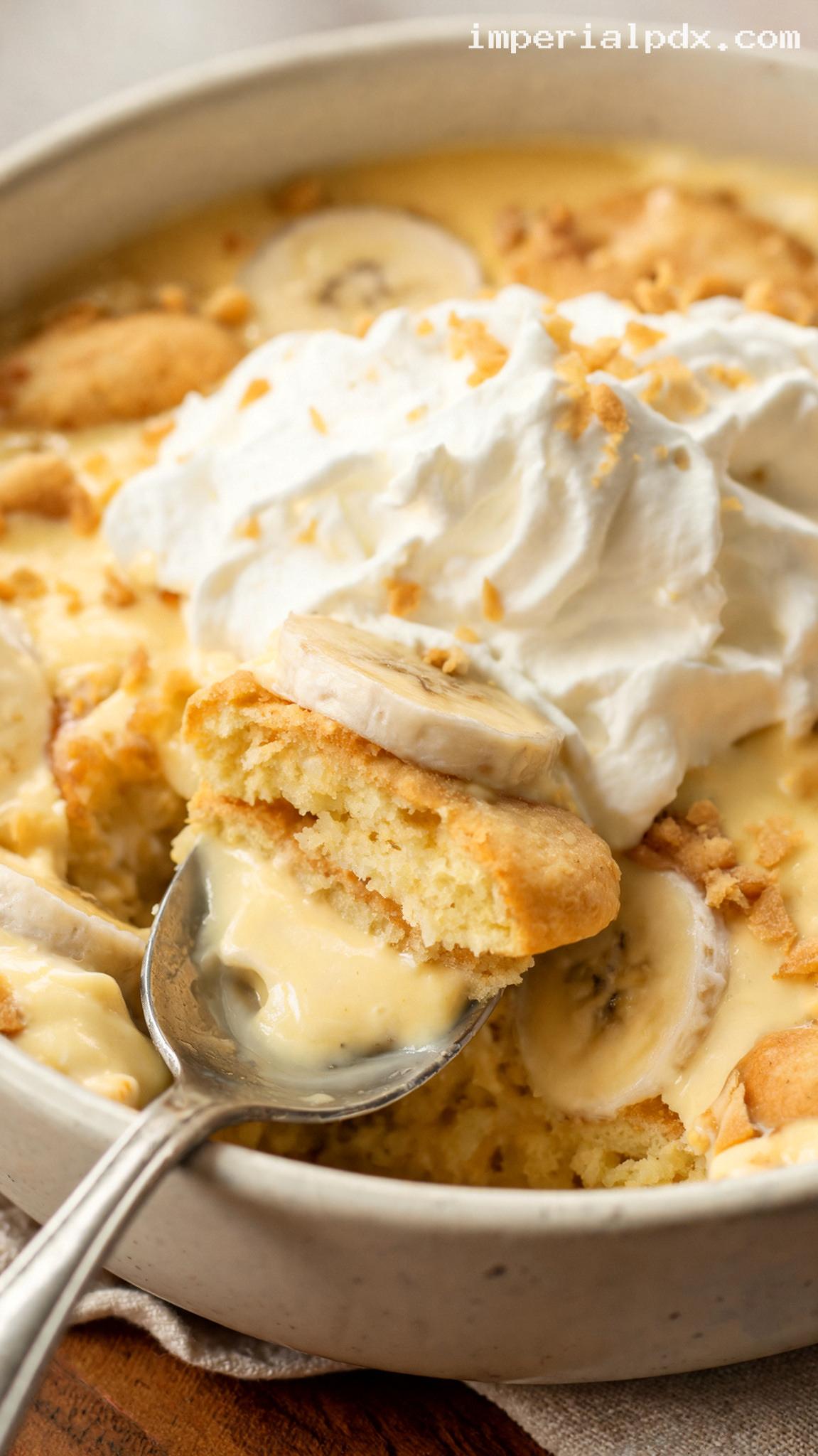 Pennsylvania Dutch Banana Pudding With Vanilla Wafers – Closeup