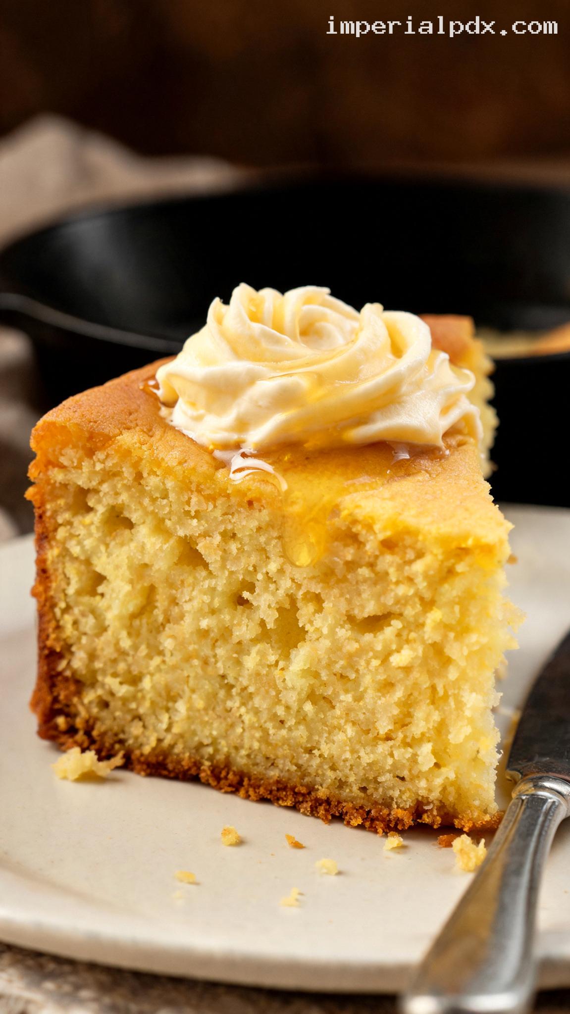 Pennsylvania Dutch Buttermilk Cornbread with Honey Butter – Closeup