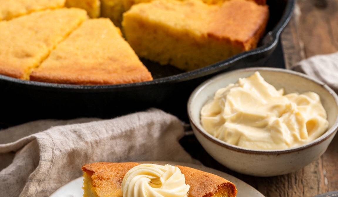 Pennsylvania Dutch Buttermilk Cornbread with Honey Butter