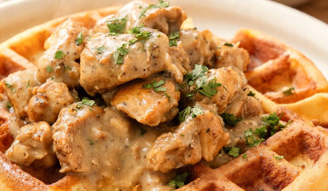 Pennsylvania Dutch Chicken and Waffles with Savory Gravy