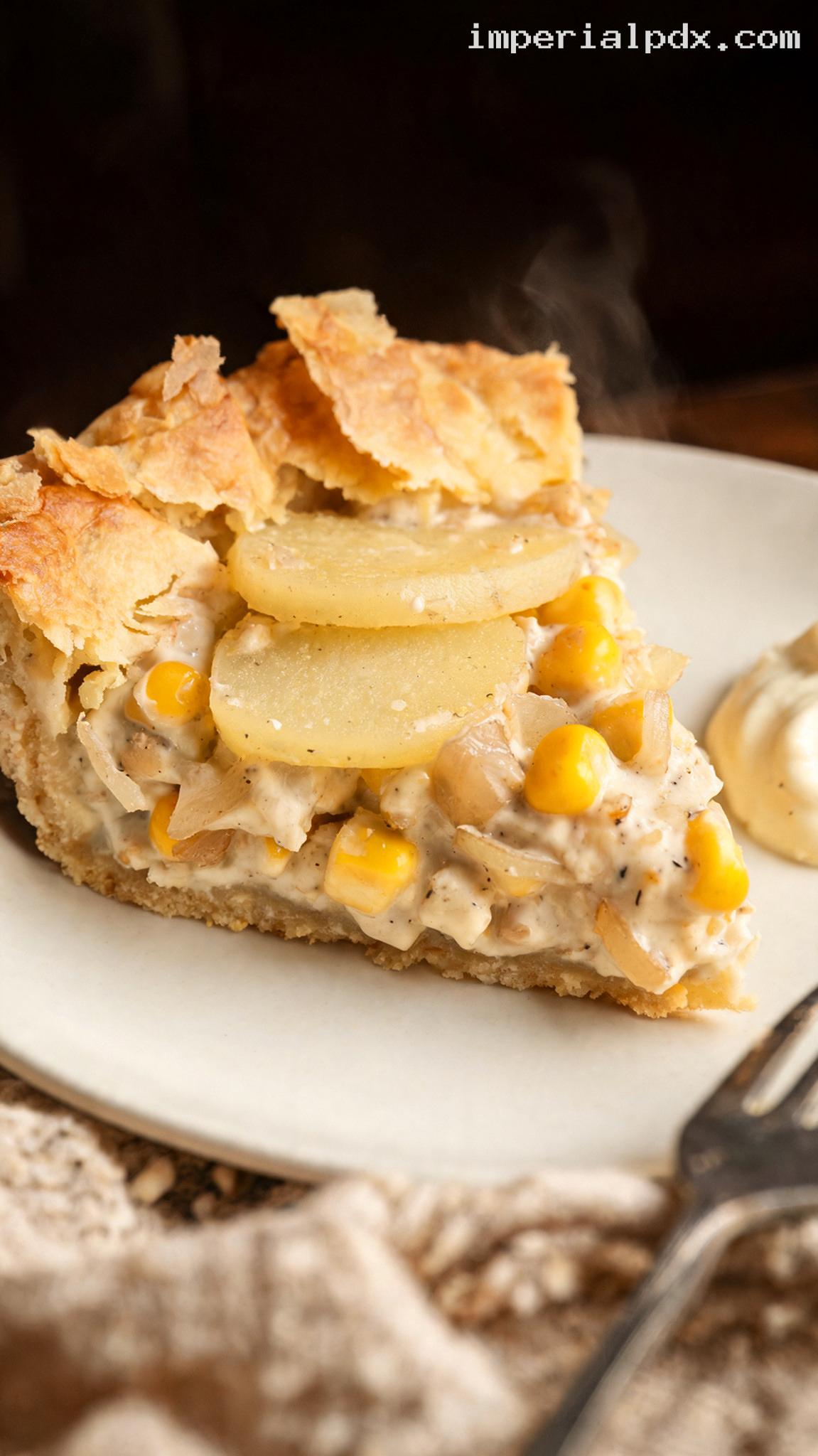Pennsylvania Dutch Corn Pie with Potatoes and Cream – Closeup