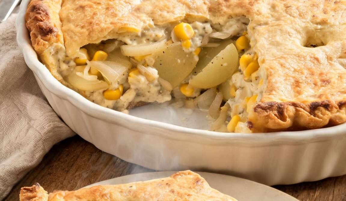 Pennsylvania Dutch Corn Pie with Potatoes and Cream