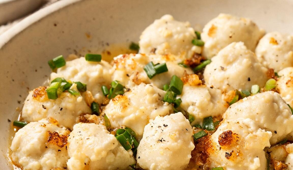Pennsylvania Dutch Cottage Cheese Dumplings with Browned Butter and Chives