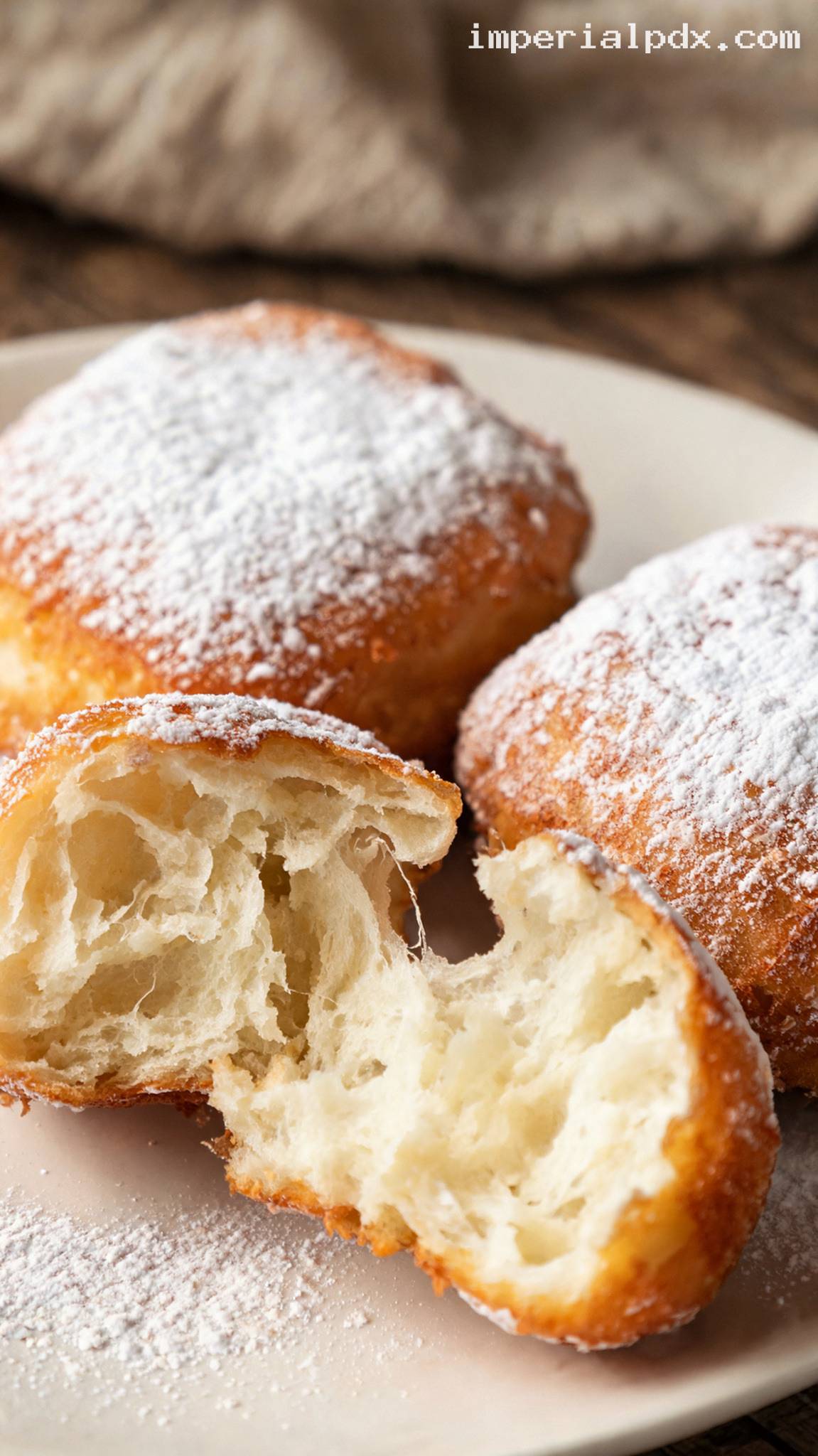 Pennsylvania Dutch Fasnachts with Powdered Sugar – Closeup
