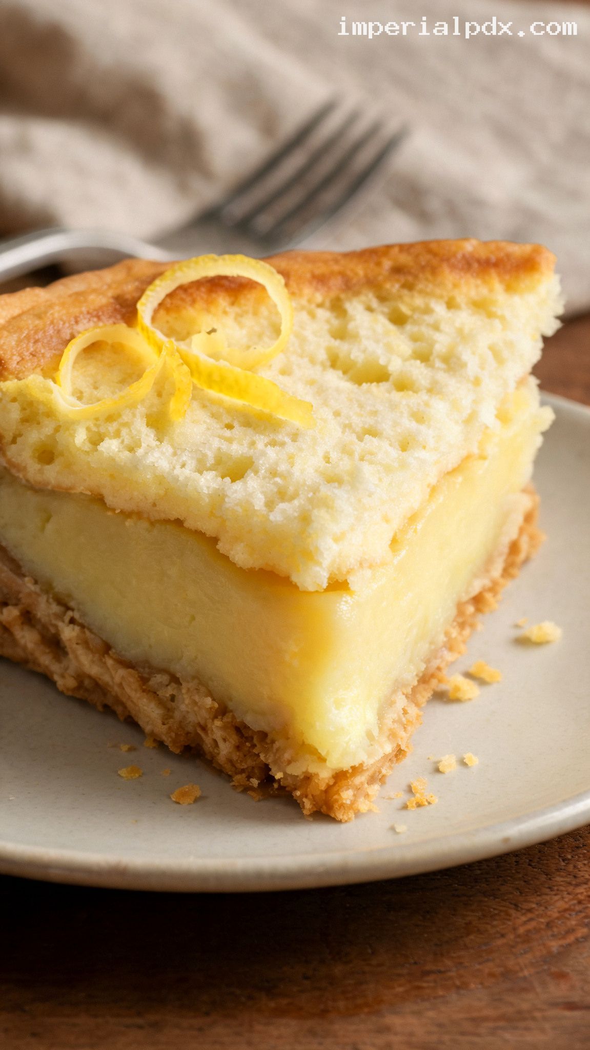Pennsylvania Dutch Lemon Sponge Pie – Closeup