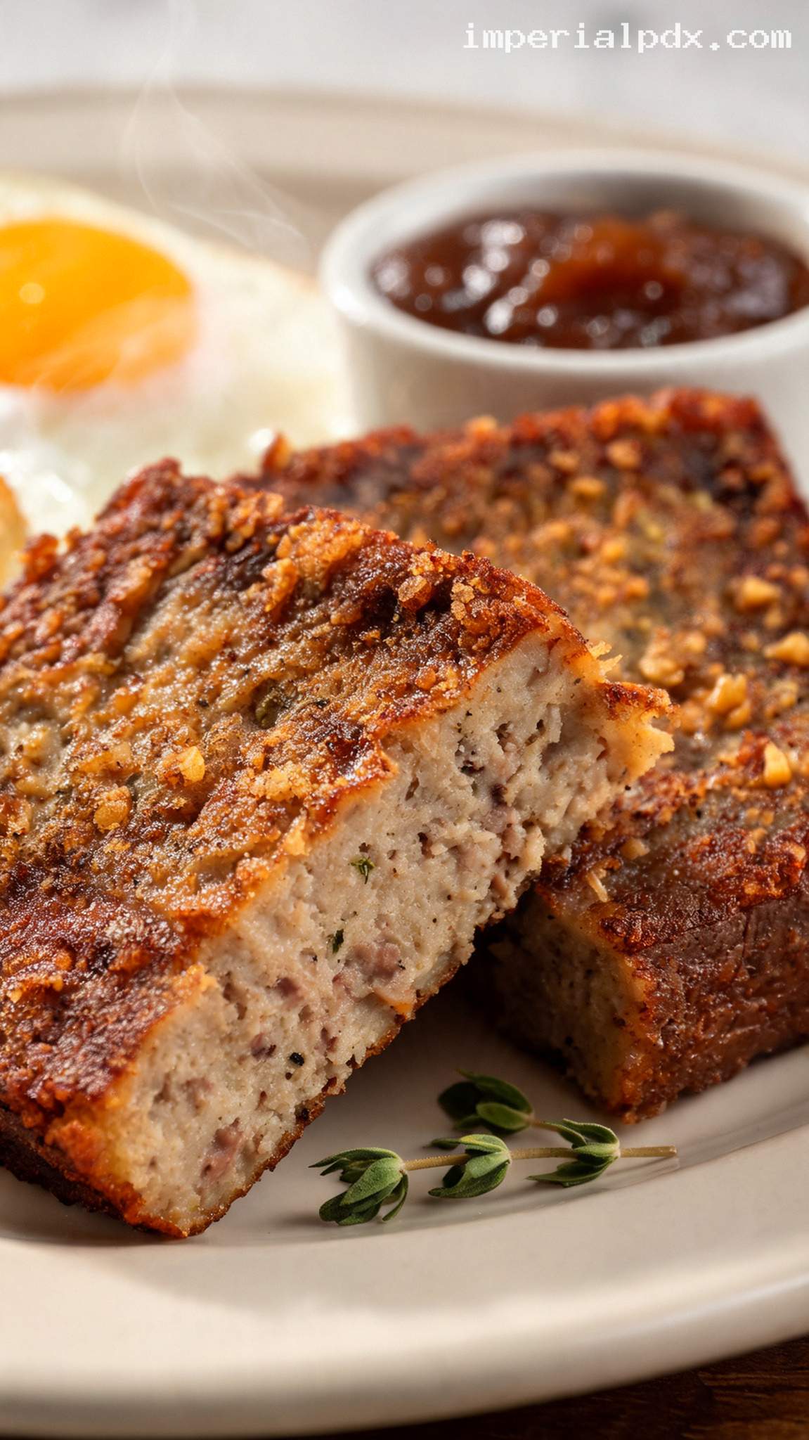 Pennsylvania Dutch Scrapple with Crispy Fried Edges – Closeup