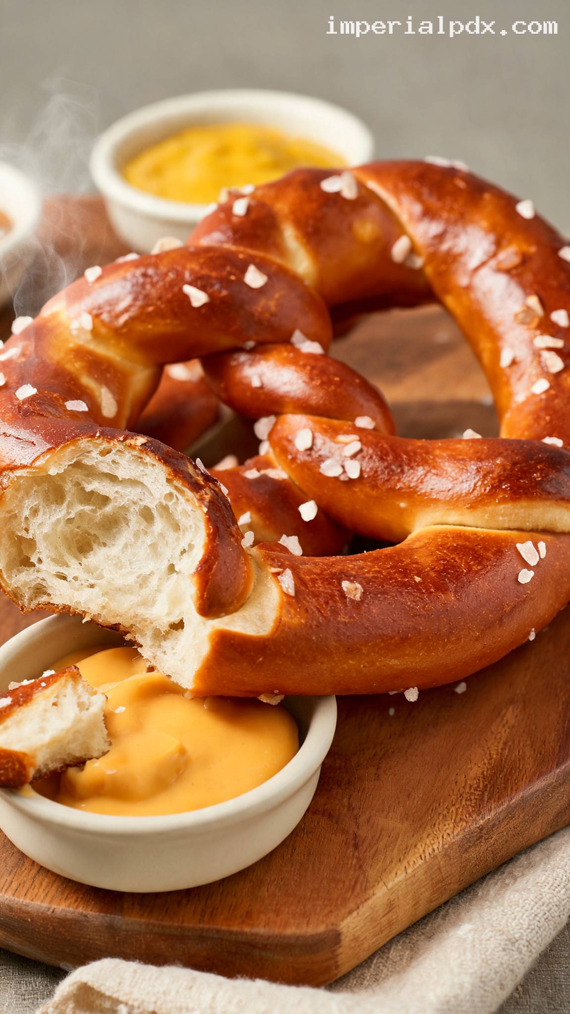 Pennsylvania Dutch Soft Pretzels with Coarse Salt – Closeup