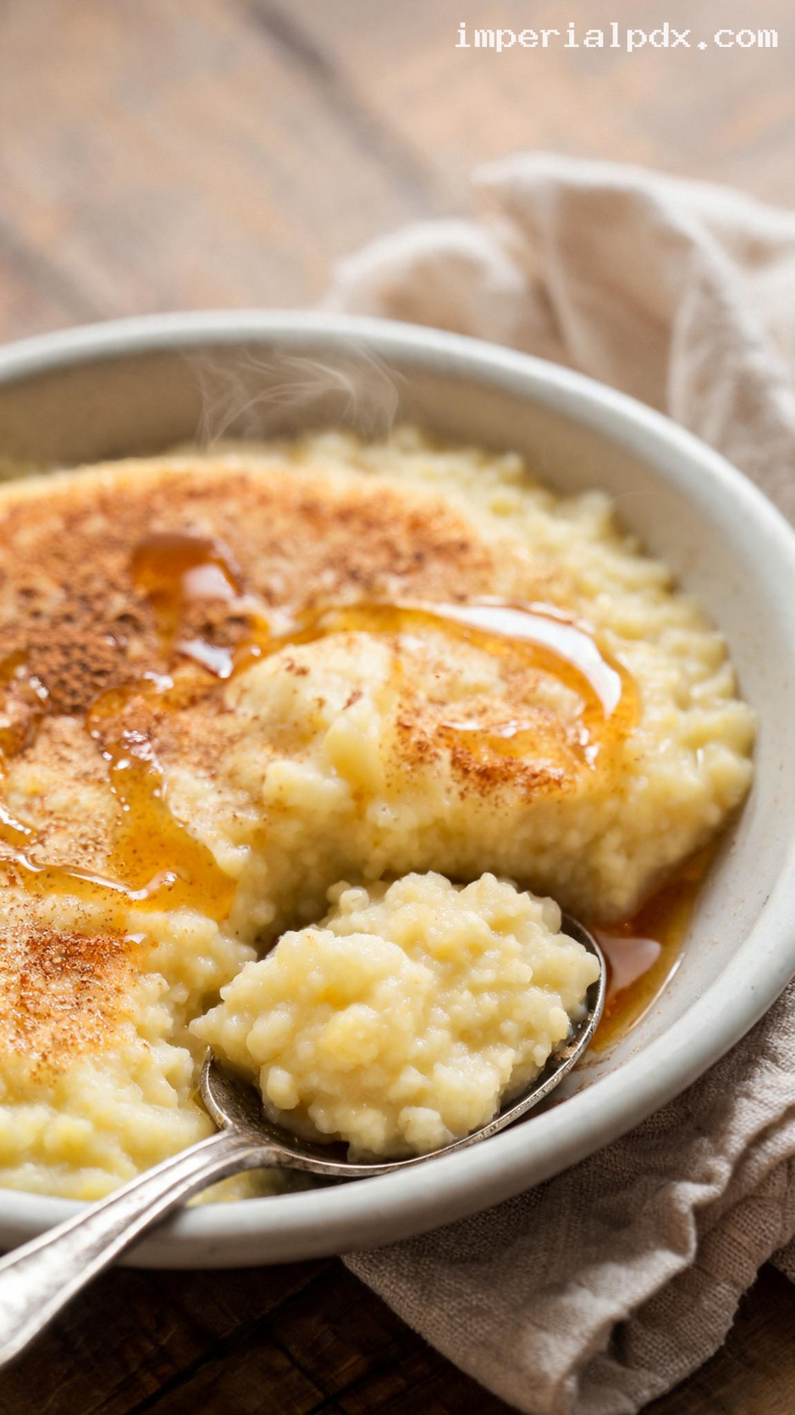Pennsylvania Dutch Sweet Cornmeal Pudding with Maple Syrup – Closeup