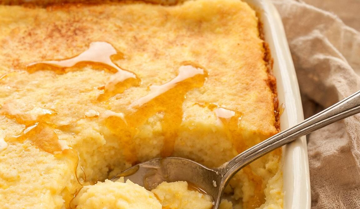 Pennsylvania Dutch Sweet Cornmeal Pudding with Maple Syrup